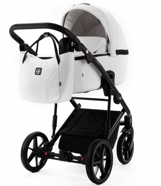 Детская коляска Adamex Mobi Deluxe New 2 в 1 MN-SA1 (БЕЛАЯ КОЖА)
