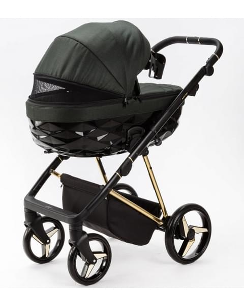 Детская коляска Adamex Quantum Special Edition 3 в 1 Q-TK752 (Т.ЗЕЛЕНЫЙ+ЗОЛОТО РАМА)