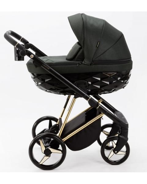 Детская коляска Adamex Quantum Special Edition 3 в 1 Q-TK752 (Т.ЗЕЛЕНЫЙ+ЗОЛОТО РАМА)