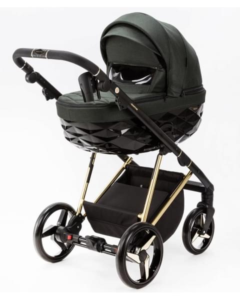 Детская коляска Adamex Quantum Special Edition 3 в 1 Q-TK752 (Т.ЗЕЛЕНЫЙ+ЗОЛОТО РАМА)