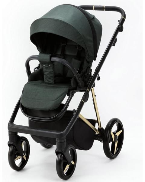 Детская коляска Adamex Quantum Special Edition 3 в 1 Q-TK752 (Т.ЗЕЛЕНЫЙ+ЗОЛОТО РАМА)