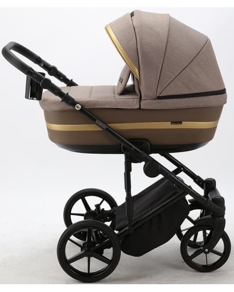Детская коляска Adamex Rimini 2 в 1 RI15-TIP БЕЖ+КОРИЧНЕВ.КОЖА+ЗОЛОТО ОТДЕЛКА