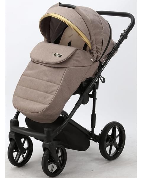 Детская коляска Adamex Rimini 2 в 1 RI15-TIP БЕЖ+КОРИЧНЕВ.КОЖА+ЗОЛОТО ОТДЕЛКА