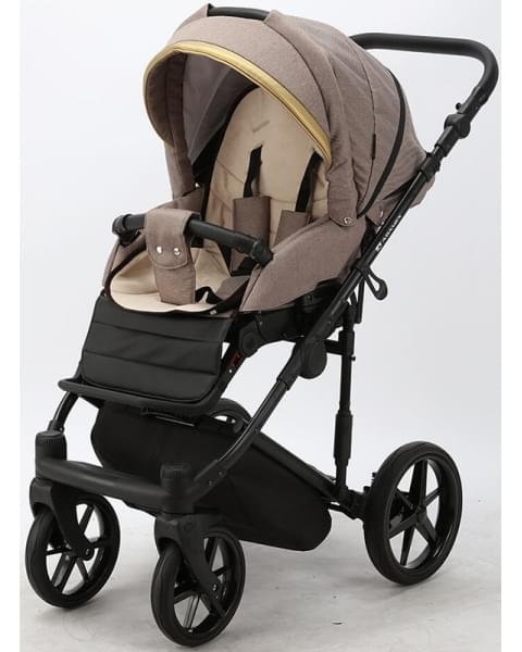 Детская коляска Adamex Rimini 2 в 1 RI15-TIP БЕЖ+КОРИЧНЕВ.КОЖА+ЗОЛОТО ОТДЕЛКА