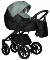 Детская коляска Indigo Mio Eco 2 в 1 05 черная кожа+шалфей кожа