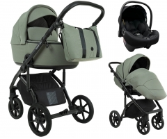 Детская коляска Roan Bass Next 2.0 3 в 1 с автокреслом Tutis Elo Lux EduSky Black BSN/43/2 Sage Green/Black/руч.Black