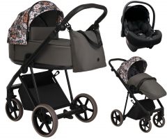 Детская коляска Roan Sol Flowers 3 в 1 с автокреслом Tutis Elo Lux EduSky Black RSF/5003 Forest Clearing/Black