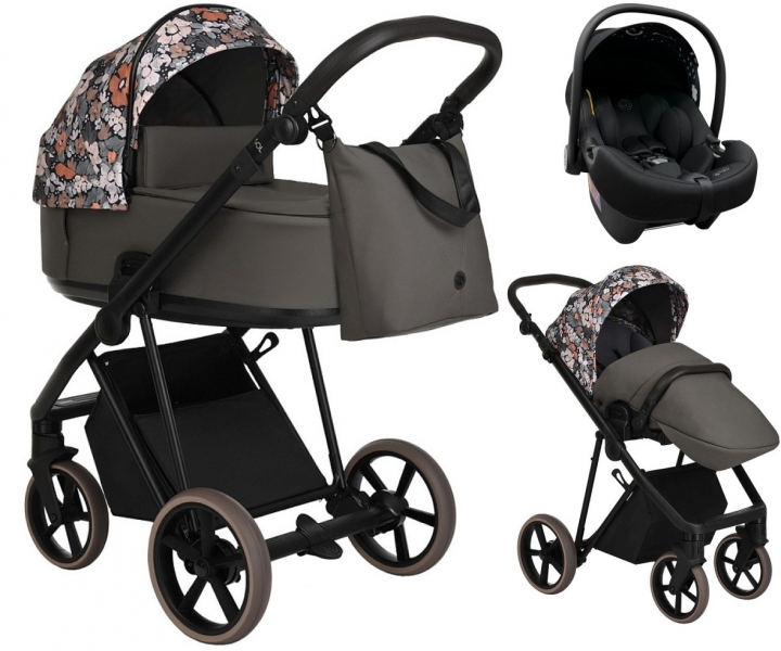 Детская коляска Roan Sol Flowers 3 в 1 с автокреслом Tutis Elo Lux EduSky Black RSF/5003 Forest Clearing/Black