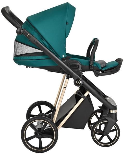 Детская коляска Roan Sol Luxury 3 в 1 с автокреслом Tutis Elo Lux EduSky Black RSL/4045 Deep Lake/Gold