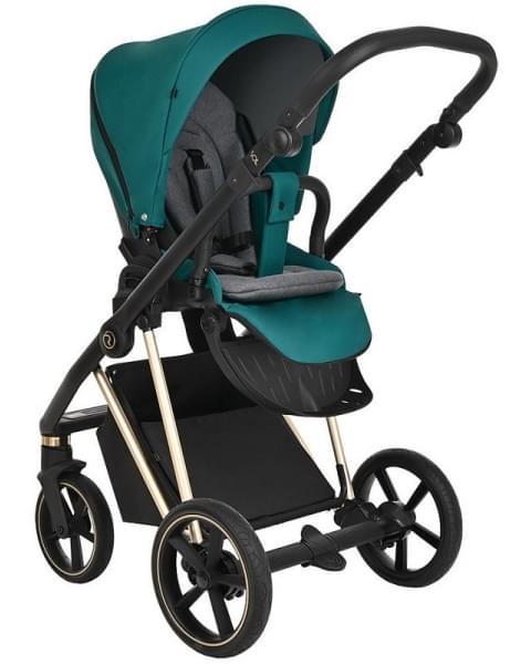 Детская коляска Roan Sol Luxury 3 в 1 с автокреслом Tutis Elo Lux EduSky Black RSL/4045 Deep Lake/Gold