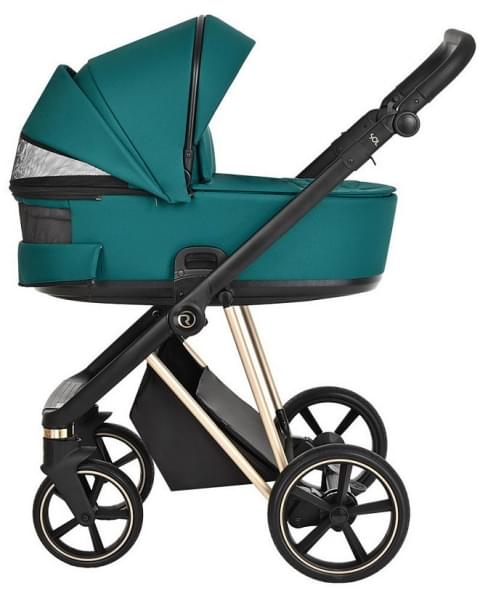 Детская коляска Roan Sol Luxury 3 в 1 с автокреслом Tutis Elo Lux EduSky Black RSL/4045 Deep Lake/Gold