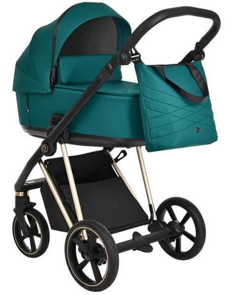Детская коляска Roan Sol Luxury 3 в 1 с автокреслом Tutis Elo Lux EduSky Black RSL/4045 Deep Lake/Gold