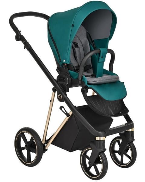 Детская коляска Roan Sol Luxury 3 в 1 с автокреслом Tutis Elo Lux EduSky Black RSL/4045 Deep Lake/Gold