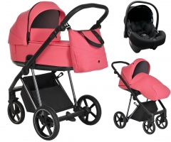 Детская коляска Roan Sol Luxury 3 в 1 с автокреслом Tutis Elo Lux EduSky Black RSL/4048 Viva Magenta/Nikiel