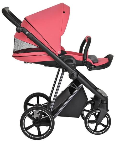 Детская коляска Roan Sol Luxury 3 в 1 с автокреслом Tutis Elo Lux EduSky Black RSL/4048 Viva Magenta/Nikiel