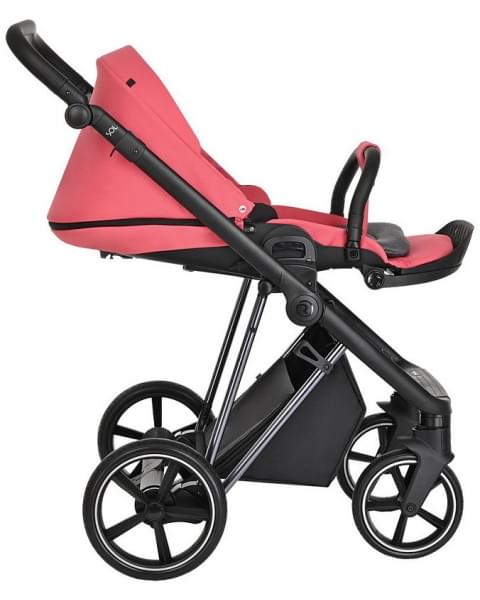 Детская коляска Roan Sol Luxury 3 в 1 с автокреслом Tutis Elo Lux EduSky Black RSL/4048 Viva Magenta/Nikiel