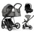 Детская коляска Roan Sol Vintage Luxury Leather 3 в 1 с автокреслом Tutis Elo Lux EduSky Black VEGA88DB Glacier Gray/Nickel/руч.Black