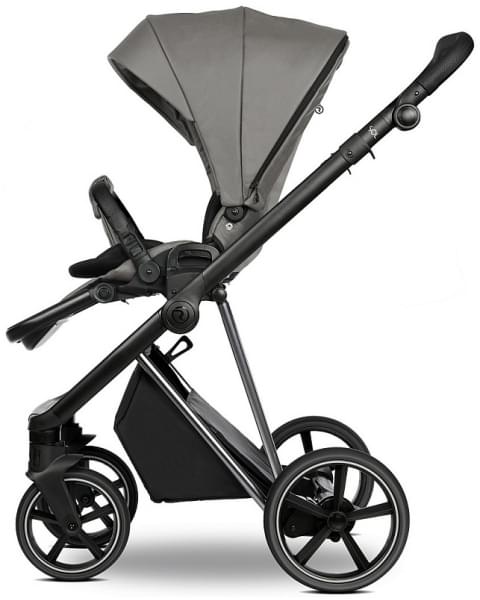 Детская коляска Roan Sol Vintage Luxury Leather 3 в 1 с автокреслом Tutis Elo Lux EduSky Black VEGA88DB Glacier Gray/Nickel/руч.Black