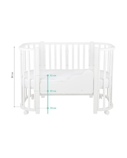 Детская кровать-трансформер Indigo Baby Lux, Белый / Белые стойки