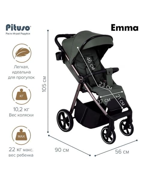 Детская прогулочная коляска Pituso Emma Palm Green/Пальмово-зеленый