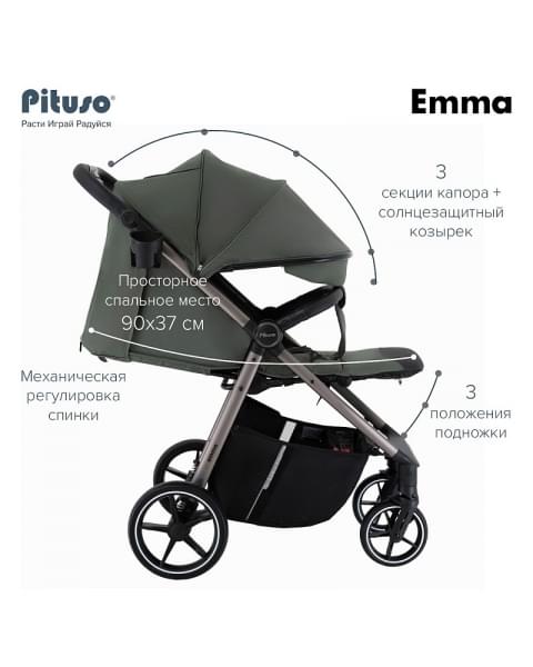 Детская прогулочная коляска Pituso Emma Palm Green/Пальмово-зеленый