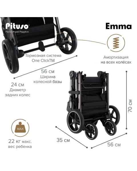 Детская прогулочная коляска Pituso Emma Palm Green/Пальмово-зеленый