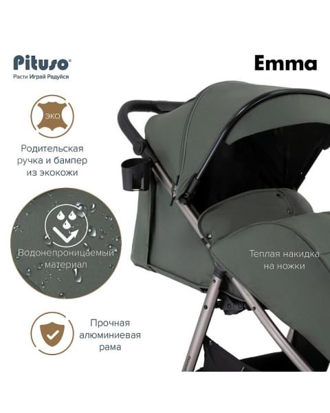 Детская прогулочная коляска Pituso Emma Palm Green/Пальмово-зеленый
