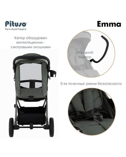 Детская прогулочная коляска Pituso Emma Palm Green/Пальмово-зеленый