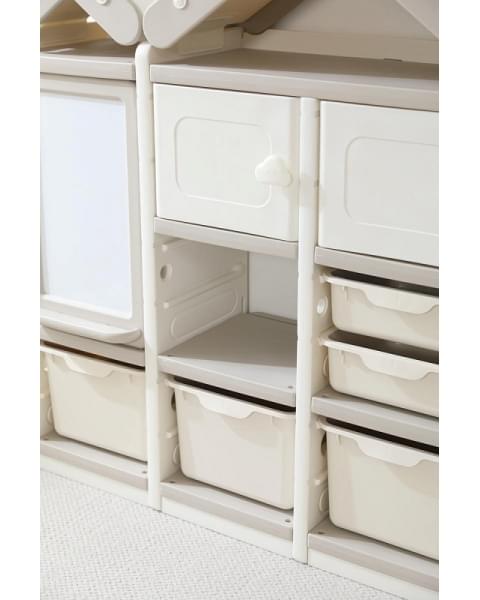 Стеллаж для игрушек UNIX Kids House 7 ящиков, 2 полки с дверцей Grey