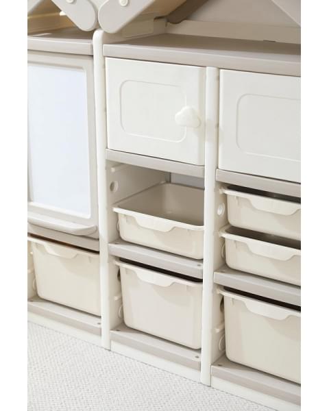 Стеллаж для игрушек UNIX Kids House 7 ящиков, 2 полки с дверцей Grey