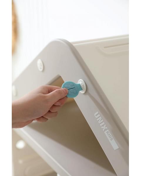 Стеллаж для игрушек UNIX Kids House 7 ящиков, 2 полки с дверцей Grey