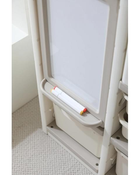 Стеллаж для игрушек UNIX Kids House 7 ящиков, 2 полки с дверцей Grey