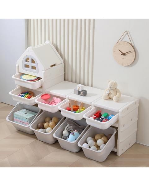 Стеллаж для игрушек UNIX Kids 9 ящиков Grey