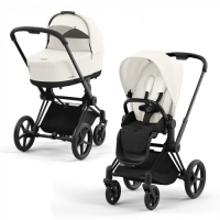 Коляска 2 в 1 Cybex Priam IV Platinum Collection шасси Matt Black, Off White (Белый)