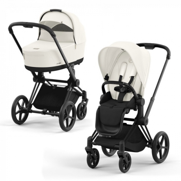 Коляска 2 в 1 Cybex Priam IV Platinum Collection шасси Matt Black, Off White (Белый)