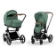Коляска 3 в 1 Cybex Priam IV Chrome Brown complete и автокресло Aton B2 i-Size Bay Blue Leaf Green