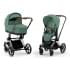 Коляска 3 в 1 Cybex Priam IV Chrome Brown complete и автокресло Aton B2 i-Size Bay Blue Leaf Green