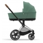Коляска 3 в 1 Cybex Priam IV Chrome Brown complete и автокресло Aton B2 i-Size Bay Blue Leaf Green
