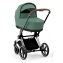 Коляска 3 в 1 Cybex Priam IV Chrome Brown complete и автокресло Aton B2 i-Size Bay Blue Leaf Green