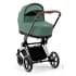 Коляска 3 в 1 Cybex Priam IV Chrome Brown complete и автокресло Aton B2 i-Size Bay Blue Leaf Green