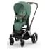 Коляска 3 в 1 Cybex Priam IV Chrome Brown complete и автокресло Aton B2 i-Size Bay Blue Leaf Green