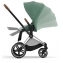 Коляска 3 в 1 Cybex Priam IV Chrome Brown complete и автокресло Aton B2 i-Size Bay Blue Leaf Green