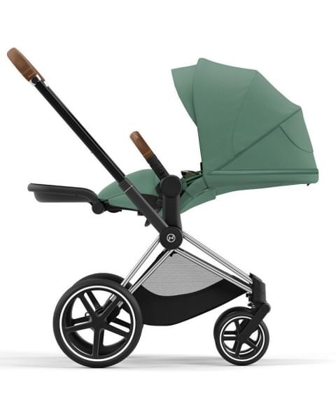 Коляска 3 в 1 Cybex Priam IV Chrome Brown complete и автокресло Aton B2 i-Size Bay Blue Leaf Green
