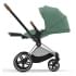 Коляска 3 в 1 Cybex Priam IV Chrome Brown complete и автокресло Aton B2 i-Size Bay Blue Leaf Green