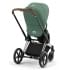 Коляска 3 в 1 Cybex Priam IV Chrome Brown complete и автокресло Aton B2 i-Size Bay Blue Leaf Green
