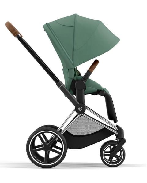Коляска 3 в 1 Cybex Priam IV Chrome Brown complete и автокресло Aton B2 i-Size Bay Blue Leaf Green