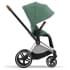 Коляска 3 в 1 Cybex Priam IV Chrome Brown complete и автокресло Aton B2 i-Size Bay Blue Leaf Green