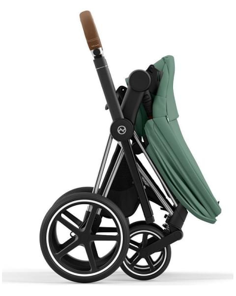 Коляска 3 в 1 Cybex Priam IV Chrome Brown complete и автокресло Aton B2 i-Size Bay Blue Leaf Green