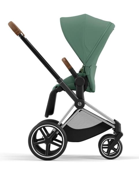 Коляска 3 в 1 Cybex Priam IV Chrome Brown complete и автокресло Aton B2 i-Size Bay Blue Leaf Green