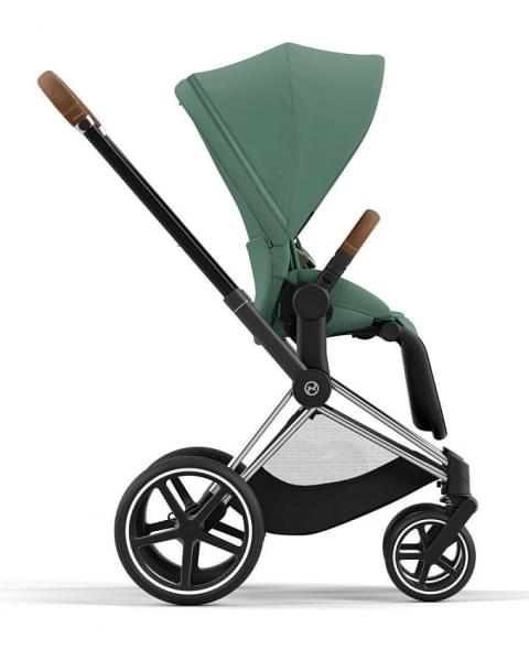 Коляска 3 в 1 Cybex Priam IV Chrome Brown complete и автокресло Aton B2 i-Size Bay Blue Leaf Green